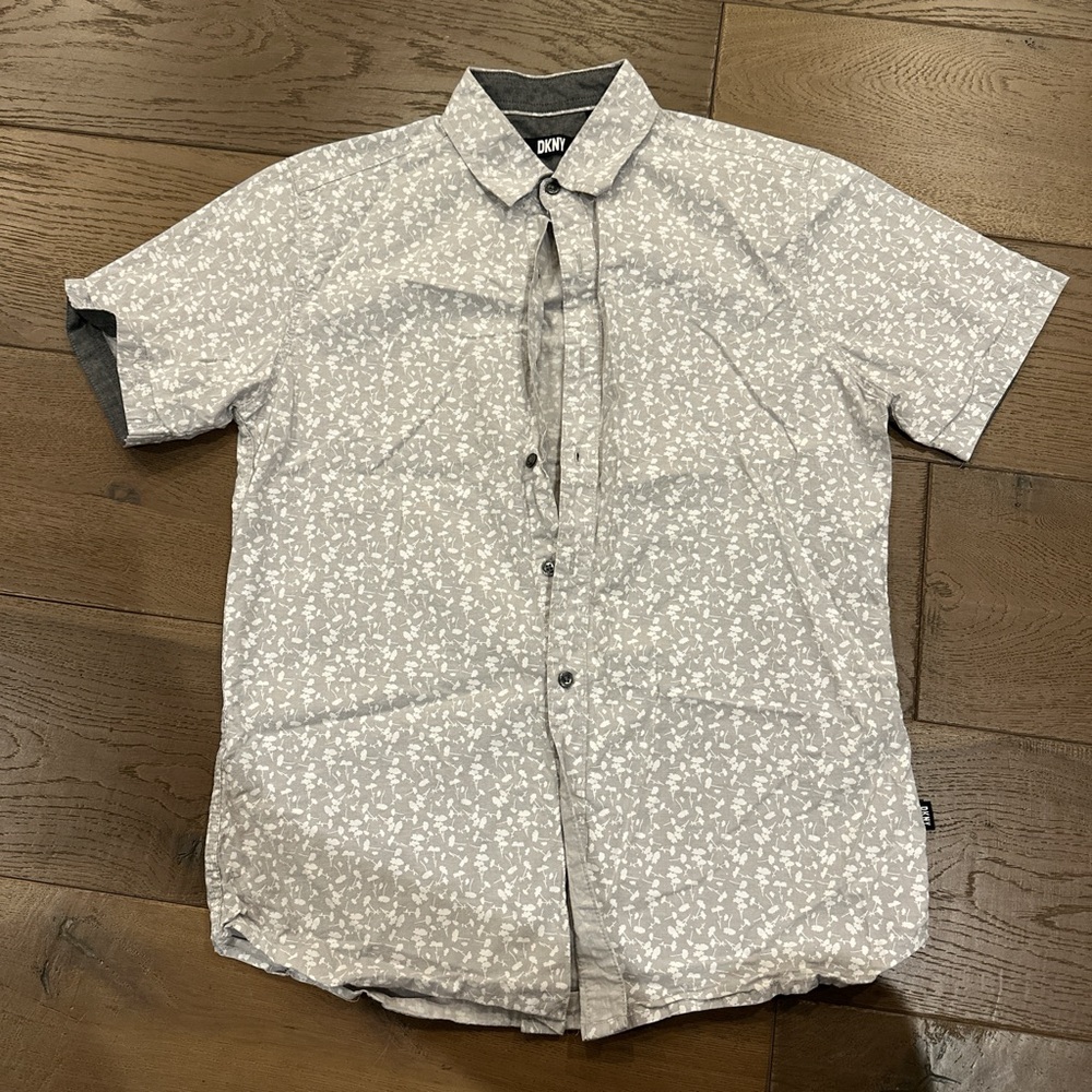 DKNY Light Gray Patterned Men's Shirt